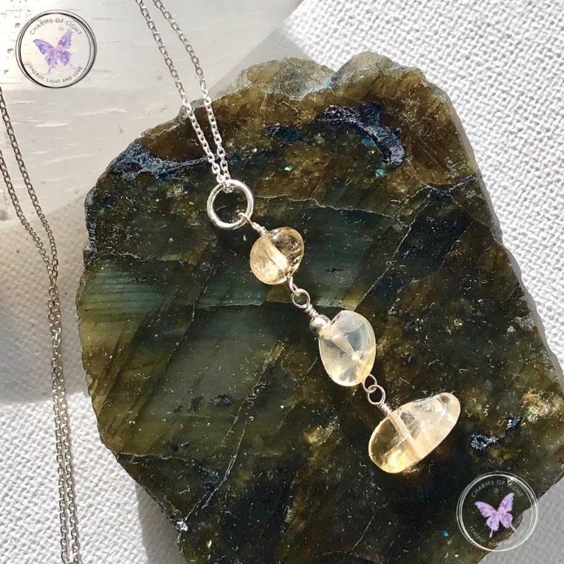 Citrine Chip Silver Pendant Necklace